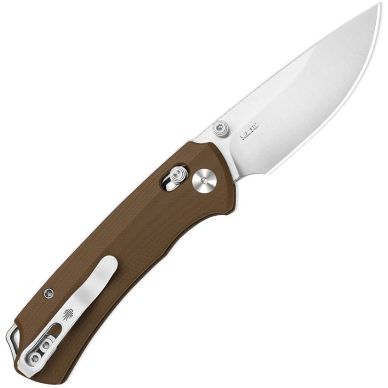 Kizer Hennicke Task I T1 CD Clutch Lock Folding Knife - 3.2" Nitro-V Blade Brown G10 Handle