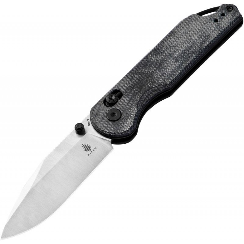 Kizer Assassin Folding Knife - 2.99" Nitro-V Stainless Steel Blade Blue Micarta Handle