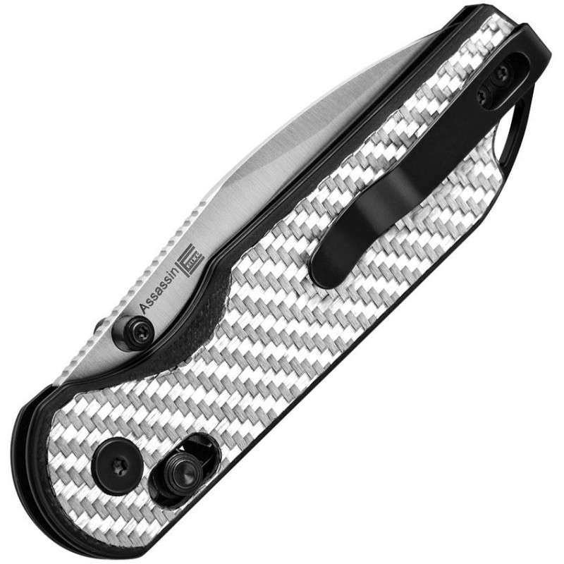 Kizer Assassin Folding Knife - 2.99" Nitro-V Stainless Steel Blade Silver G10 Handle