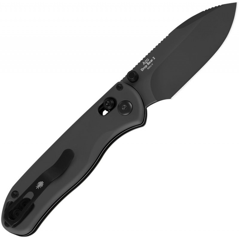 Kizer Drop Bear 2 Clutch Lock Folding Knife - 2.84" Nitro-V Matte Black DLC DP Blade Black Aluminum Handle