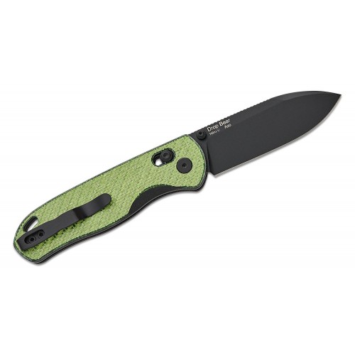 Kizer Drop Bear Folding Knife - 2.97" Nitro-V Black Blade Green Carbon Fiber Handle