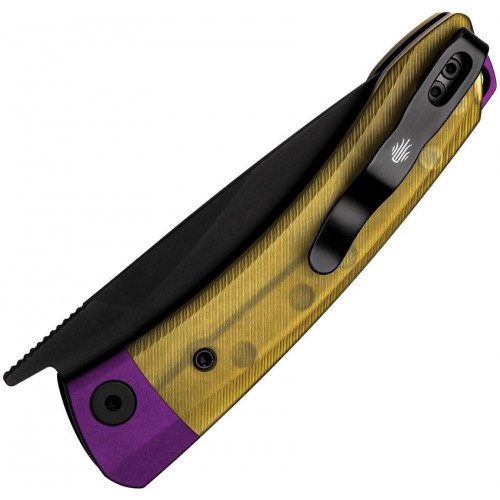Kizer Mini Momo Folding Knife - 3.2" Nitro-V DP Blade Ultem Handles with Purple Aluminum Bolsters