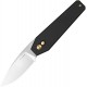Kizer Tomb Button Lock Folding Knife - 3.21" Nitro-V Satin DP Blade Black Aluminum Handle