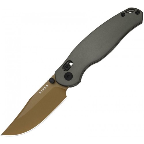 Kizer Phoca CC Clutch Lock Sunset Folding Knife - 2.9" AEB-L Blade Grey Aluminium Handle