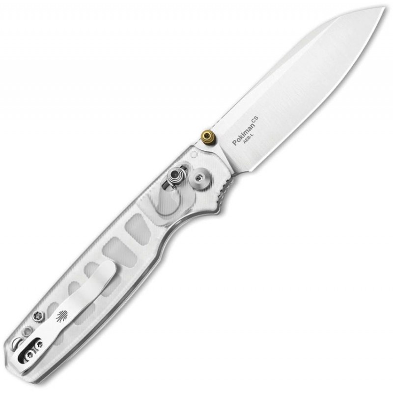 Kizer Pokiman CS Crossbar Lock Folding Knife - 3.16" Satin AEB-L Blade Clear Acrylic Handle
