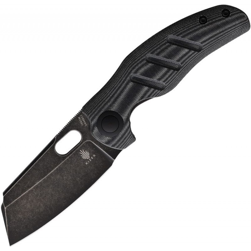 Kizer Vanguard Sheepdog C01C Clutch Lock Folding Knife - 3.15" 154CM Black Stonewashed Blade Black Micarta Handle