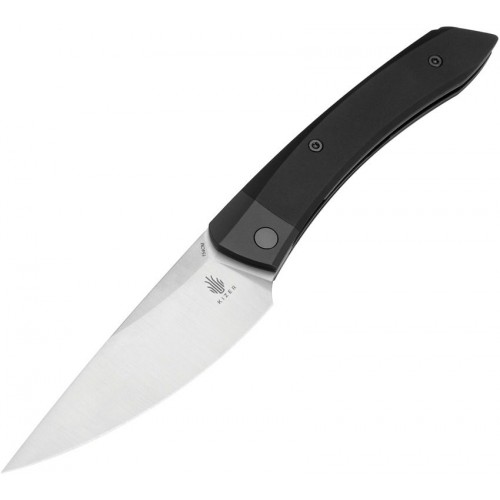 Kizer Momo Folding Knife - 4.17" 154CM Satin DP Blade Black Aluminum Handle