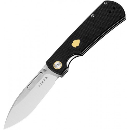 Kizer Retro Folding Knife - 3.54" Nitro-V Blade Black G10 Handle