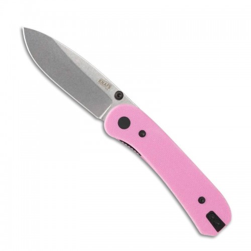 Knafs Knives Lander 1 Folding Knife - 2.75" D2 Stonewash DP Blade Pink G10 Handle