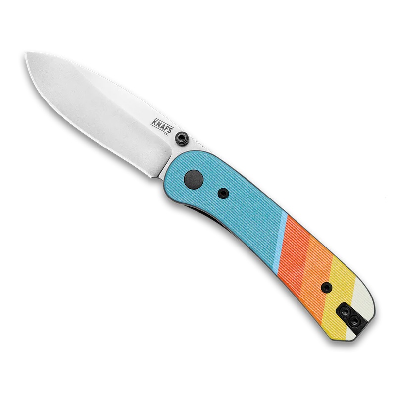 Knafs Knives Lander 1 Folding Knife - 2.75" D2 Stonewash DP Blade Good Vibes G10 Handle