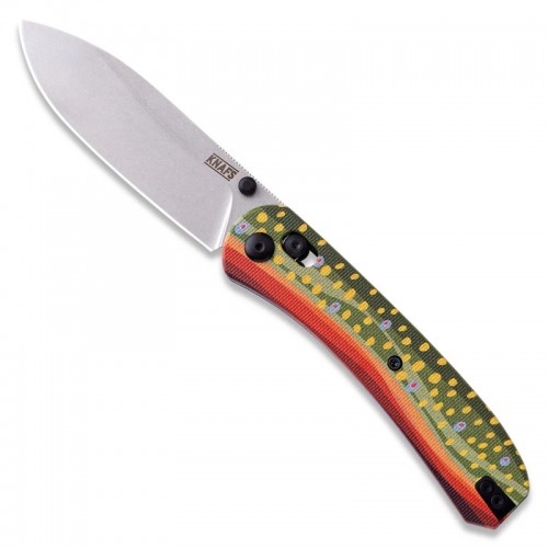 Knafs Knives Lander 2 Clutch Lock Folding Knife - 3.25" S35VN CP Blade Brown Trout G10 Handle