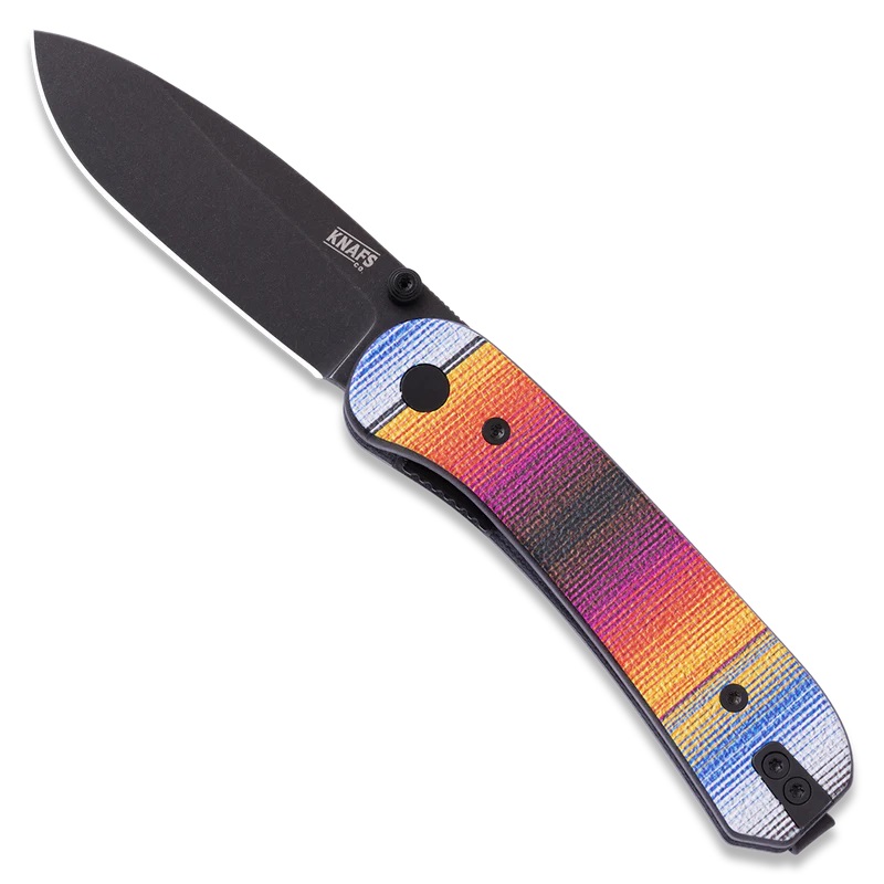 Knafs Knives Lander 1 Folding Knife - 2.75" 14C28N Black Blade Mexican Blanket G10 Scales