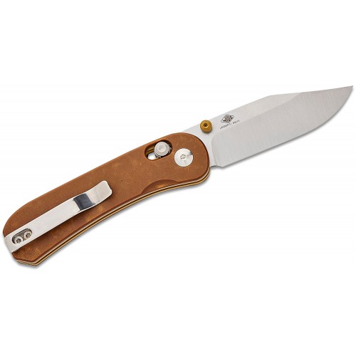 Knafs Knives Lander 3 Clutch Lock Folding Knife - 2.75" S35VN Blade Brown Paper Micarta Handle