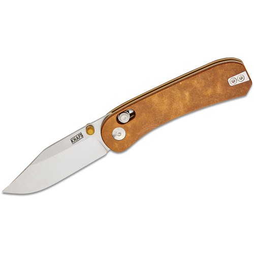 Knafs Knives Lander 3 Clutch Lock Folding Knife - 2.75" S35VN Blade Brown Paper Micarta Handle