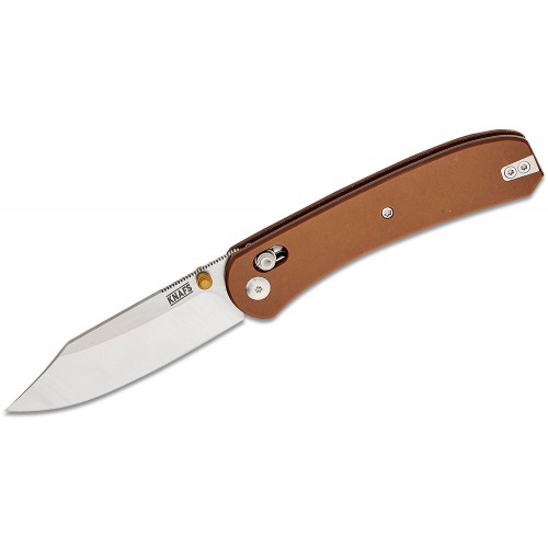 Knafs Knives Lander 2 Clutch Lock Folding Knife - 3.25" S35VN CP Blade Brown Paper Micarta Handle