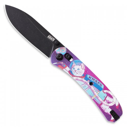 Knafs Knives Lander 2 Clutch Lock Folding Knife - 3.25" S35VN Black Blade Kitty Cosmo Crew G10 Handle