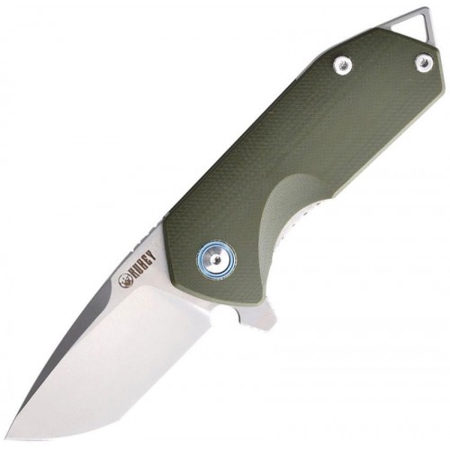 Kubey Campe Nest Folding Knife - 2.36" D2 Bead Blast Tanto Blade Green G10 Handle