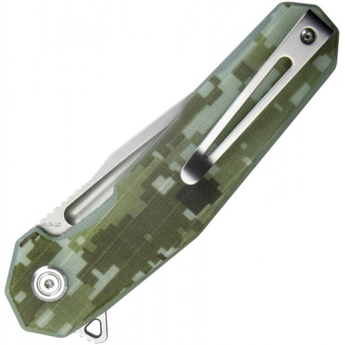 Kubey Carve Nest Folding Knife - 3.27" AUS-10 Steel Blade Camo G10 Handle