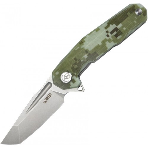 Kubey Carve Nest Folding Knife - 3.27" AUS-10 Steel Blade Camo G10 Handle