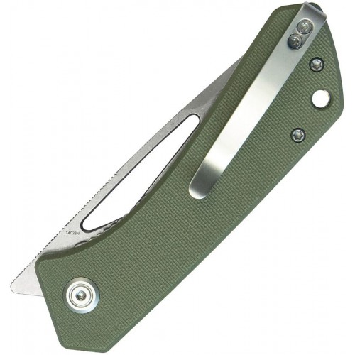 Kubey Thalia Pocket Knife 3.27" 14C28N Steel Drop Point Blade OD Green G10 Handle