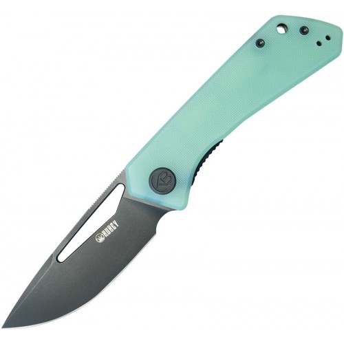 Kubey Thalia Pocket Knife 3.27" Black 14C28N Steel Drop Point Blade Jade G10 Handle