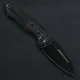 Kunwu Geronimo Verta Lock Marble Folding Knife - 3.58" Black Vanax Blade Forged Marble Carbon Fibre Handle Cyclaire Knives and Tools