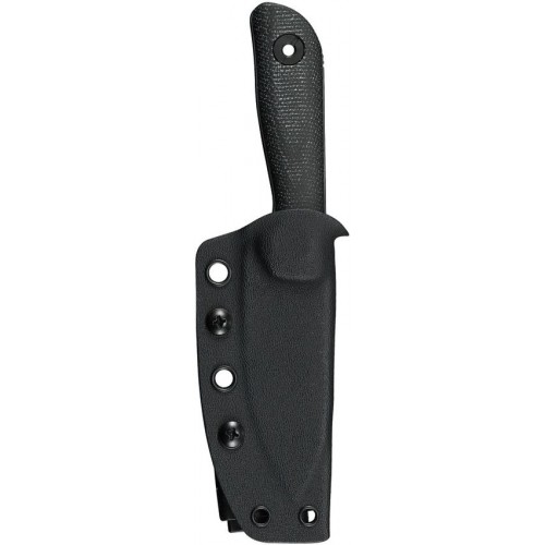 Kunwu Stiffy P Fixed Blade Knife - 3" Vanadis 8 Black DLC Blade Black Canvas Micarta Handle Kydex Sheath