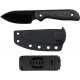 Kunwu Stiffy P Fixed Blade Knife - 3" Vanadis 8 Black DLC Blade Black Canvas Micarta Handle Kydex Sheath