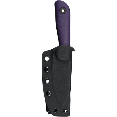 Kunwu Stiffy P Fixed Blade Knife - 3" Vanadis 8 Black DLC Blade Purple G10 Handle Kydex Sheath