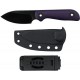 Kunwu Stiffy P Fixed Blade Knife - 3" Vanadis 8 Black DLC Blade Purple G10 Handle Kydex Sheath