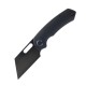 Kunwu Primo Framelock Folding Knife - 3.25" Black Vancron Steel Cleaver Blade Raindrop Titanium Handle