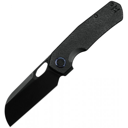 Kunwu S-Tao II Folding Knife - 3.5" Black DLC Coated Vanax Steel Sheepsfoot Blade Titanium Handle