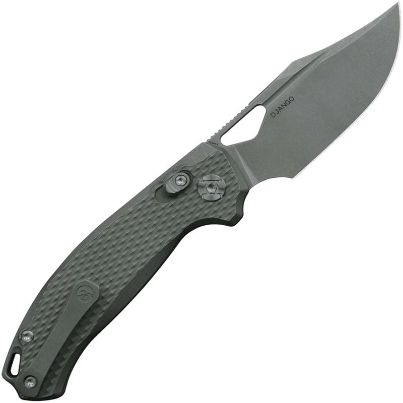 Kunwu DJANGO Crossbar Lock Folding Knife - 3.25" Elmax Blade Diamond Texture Titanium Handle