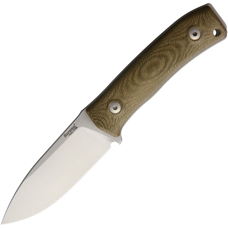 LionSteel M4 CVG Fixed Blade Knife - 3.74" M390 Blade Green Canvas Micarta Handle