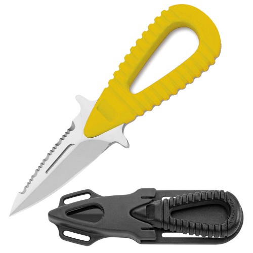 Mac Coltellerie Micro Sub Dive Knife - 2.36" Blade, Yellow Handle