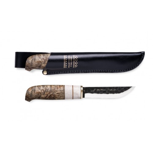 Marttiini Aapa Fixed Blade Puukko Knife - 4.3" Carbon Steel Blade Curly Birch Handle