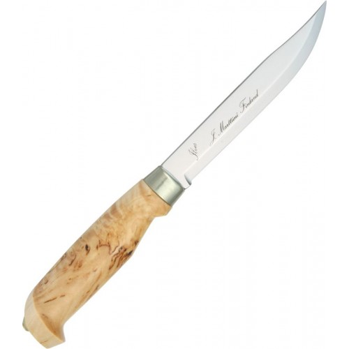Marttiini Lynx 139 Knife - 4.9" Fixed Stainless Steel Blade Curly Birch Handle