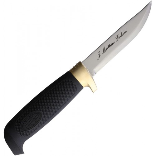 Marttiini Little Condor Knife - 3.5" Fixed Stainless Steel Blade Black Rubber Handle