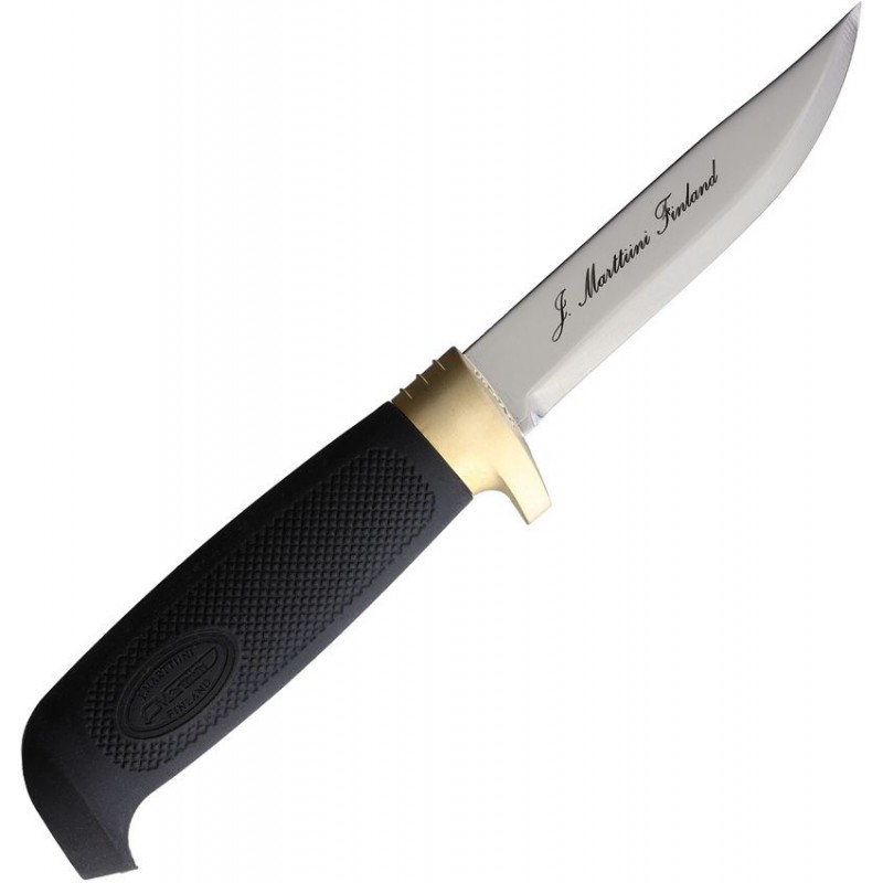 Marttiini Little Condor Knife - 3.5" Fixed Stainless Steel Blade Black Rubber Handle