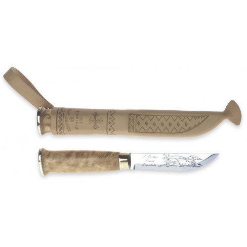 Marttiini Lapp Knife 230 - 4.5" Stainless Chrome Steel Curly Birch Handle