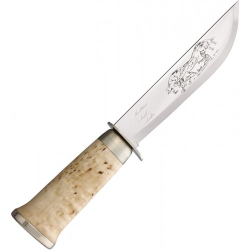 Marttiini Lapp Knife 255 - 6.25" Fixed Stainless Steel Blade Curly Birch Handle