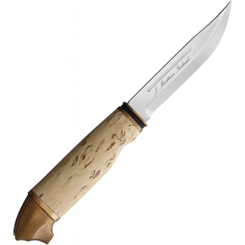 Marttiini Bear Knife - 4.25" Fixed Stainless Steel Blade Curly Birch Handle