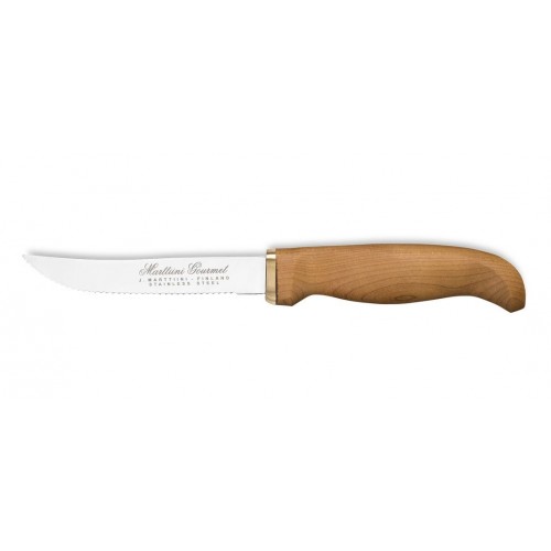 Marttiini Deluxe Gourmet Steak Knife - 4" Stainless Steel Blade Curly Birch Handle
