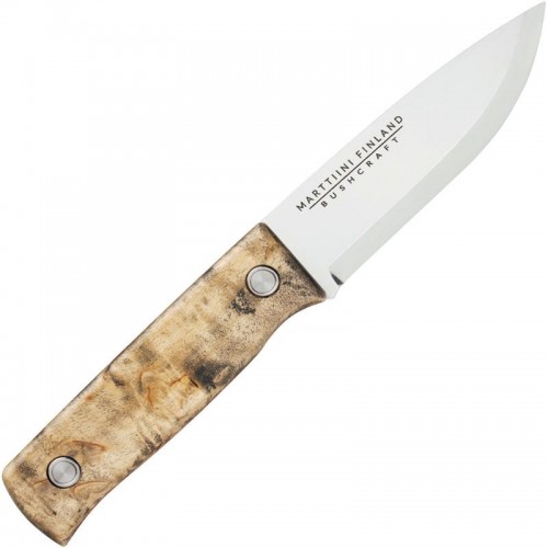 Marttiini Tundra GR Bushcraft Knife - 4.33" Blade Grey Curly Birch Handle