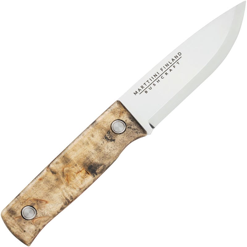 Marttiini Tundra GR Bushcraft Knife - 4.33" Blade Grey Curly Birch Handle