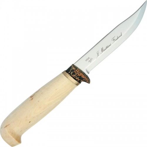 Marttiini Deluxe Lynx Bronze Knife - 4.33" Blade - Curly Birch Handle - Bronze Finger Guard
