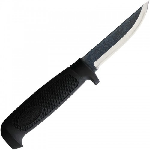 Marttiini Black Timberjack - 3.74" Carbon Blade Rubber Handle Leather Sheath