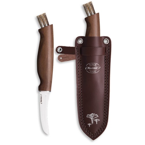 Marttiini Mushroom Knife Keraaja - 2.75" Stainless Steel Blade Heat Treated Birch Handle Leather Sheath