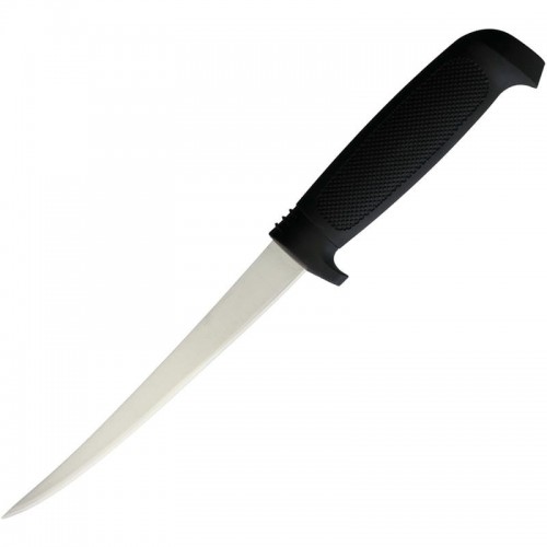 Marttiini 6" Fish Filleting Knife Black Rubber Handle Black Sheath