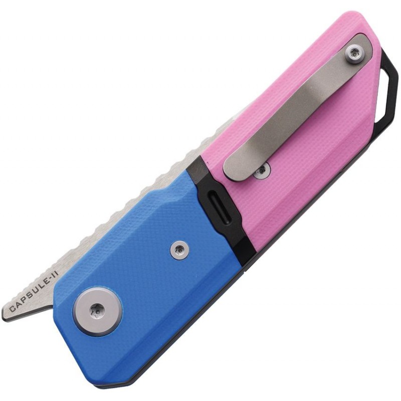 Maxace Capsule 2 Folding Knife - 2.67" Blade Blue and Pink G10 and PEI Handle